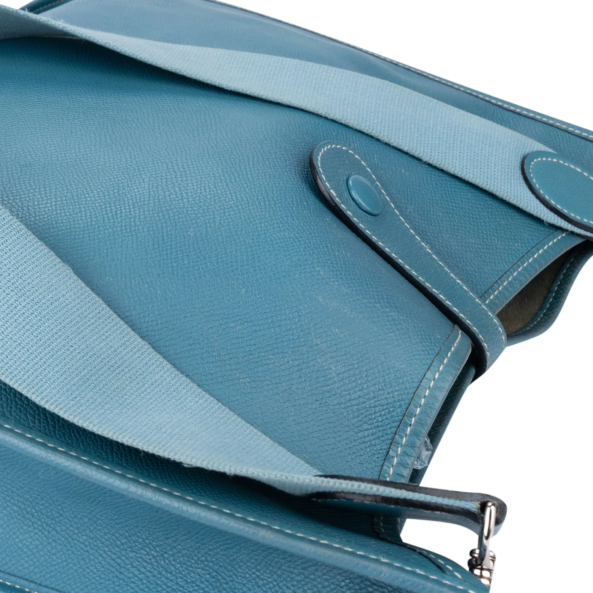 Hermès Bleu Atoll Courchevel Evelyne GM Crossbody Bag