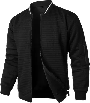 HOOD CREW Men’s Lightweight Casual Jackets Varsity Bomber Jacket Coat with Zipper