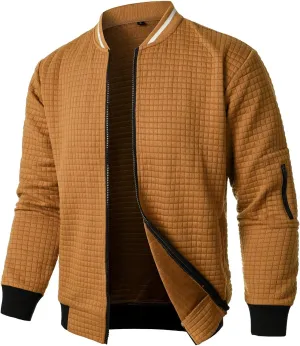 HOOD CREW Men’s Lightweight Casual Jackets Varsity Bomber Jacket Coat with Zipper