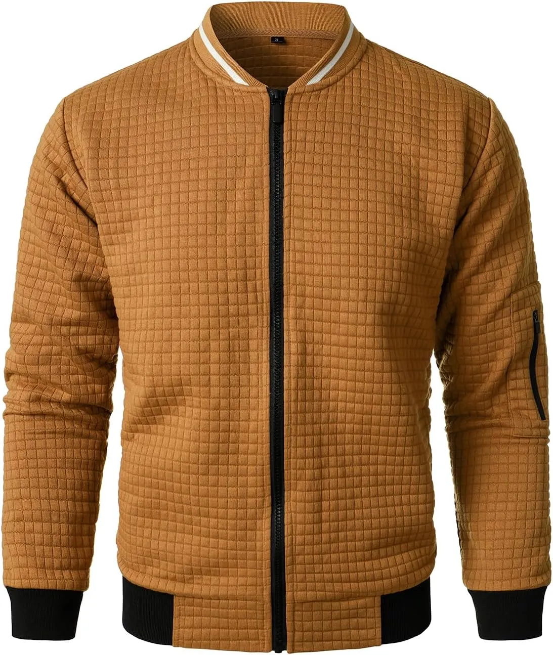 HOOD CREW Men’s Lightweight Casual Jackets Varsity Bomber Jacket Coat with Zipper