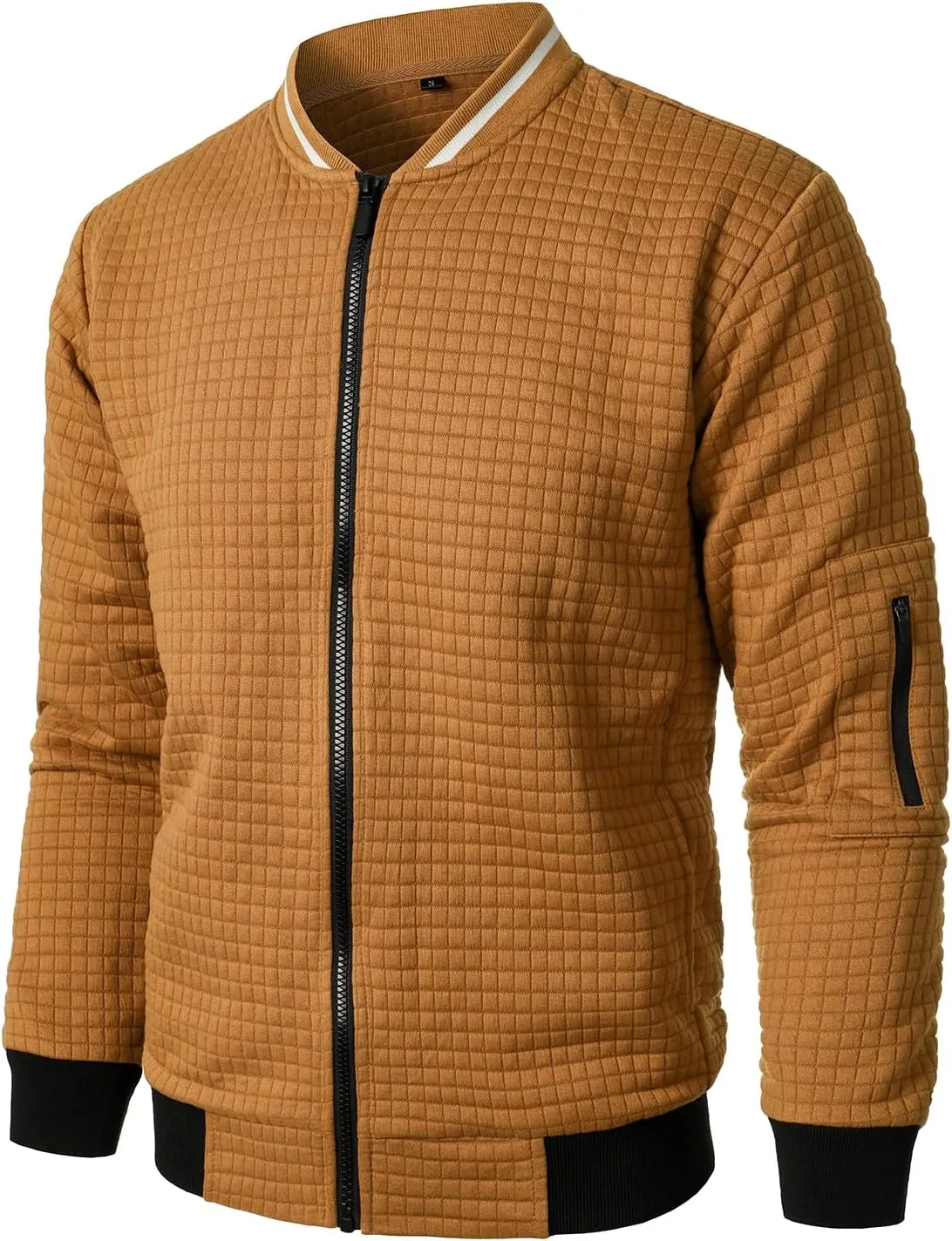HOOD CREW Men’s Lightweight Casual Jackets Varsity Bomber Jacket Coat with Zipper