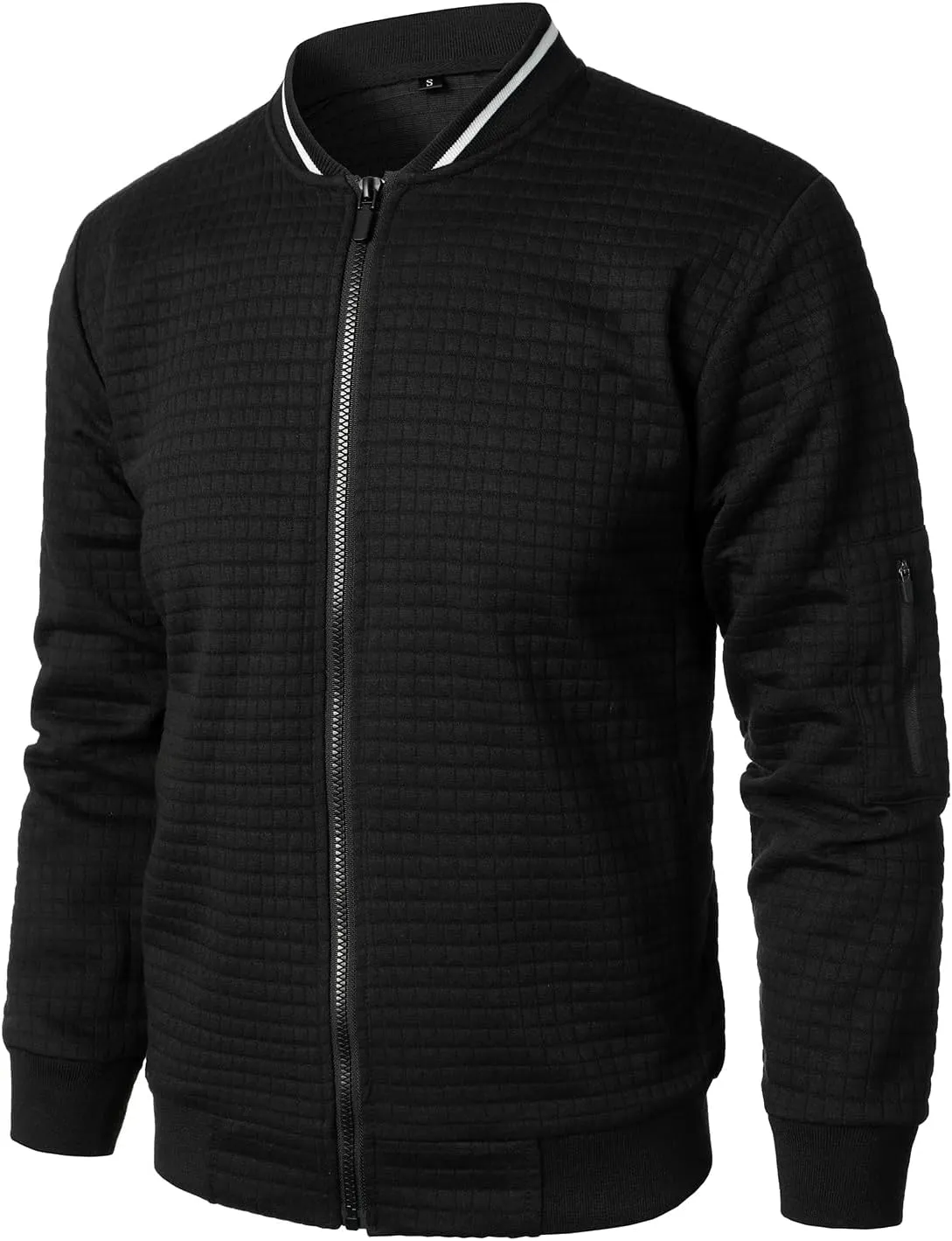 HOOD CREW Men’s Lightweight Casual Jackets Varsity Bomber Jacket Coat with Zipper