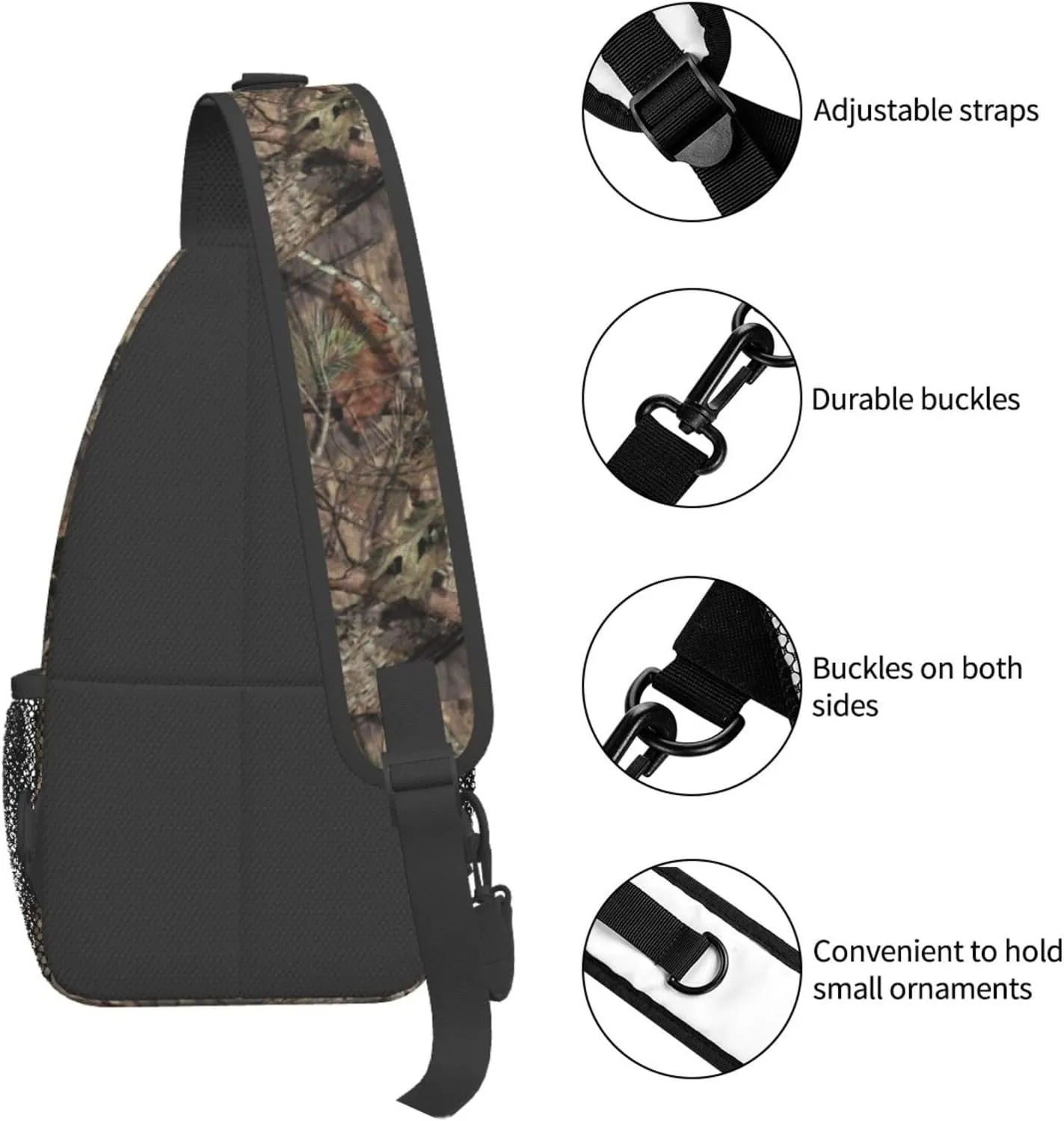 Hunting Camouflage Camo Forest Sling Backpack Crossbody Sling Bag Casual Chest Bags Travel Hiking Daypack Shoulder Bag for Women Men
