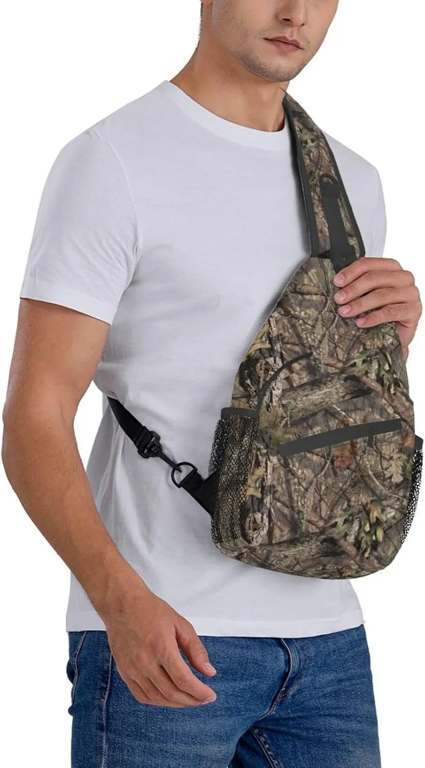 Hunting Camouflage Camo Forest Sling Backpack Crossbody Sling Bag Casual Chest Bags Travel Hiking Daypack Shoulder Bag for Women Men