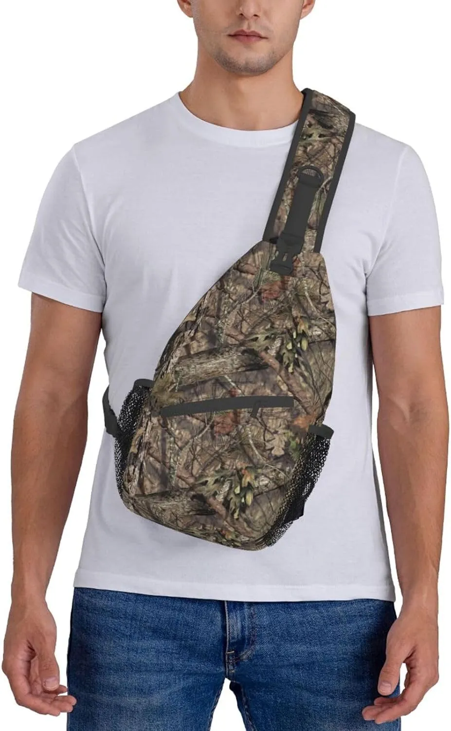 Hunting Camouflage Camo Forest Sling Backpack Crossbody Sling Bag Casual Chest Bags Travel Hiking Daypack Shoulder Bag for Women Men