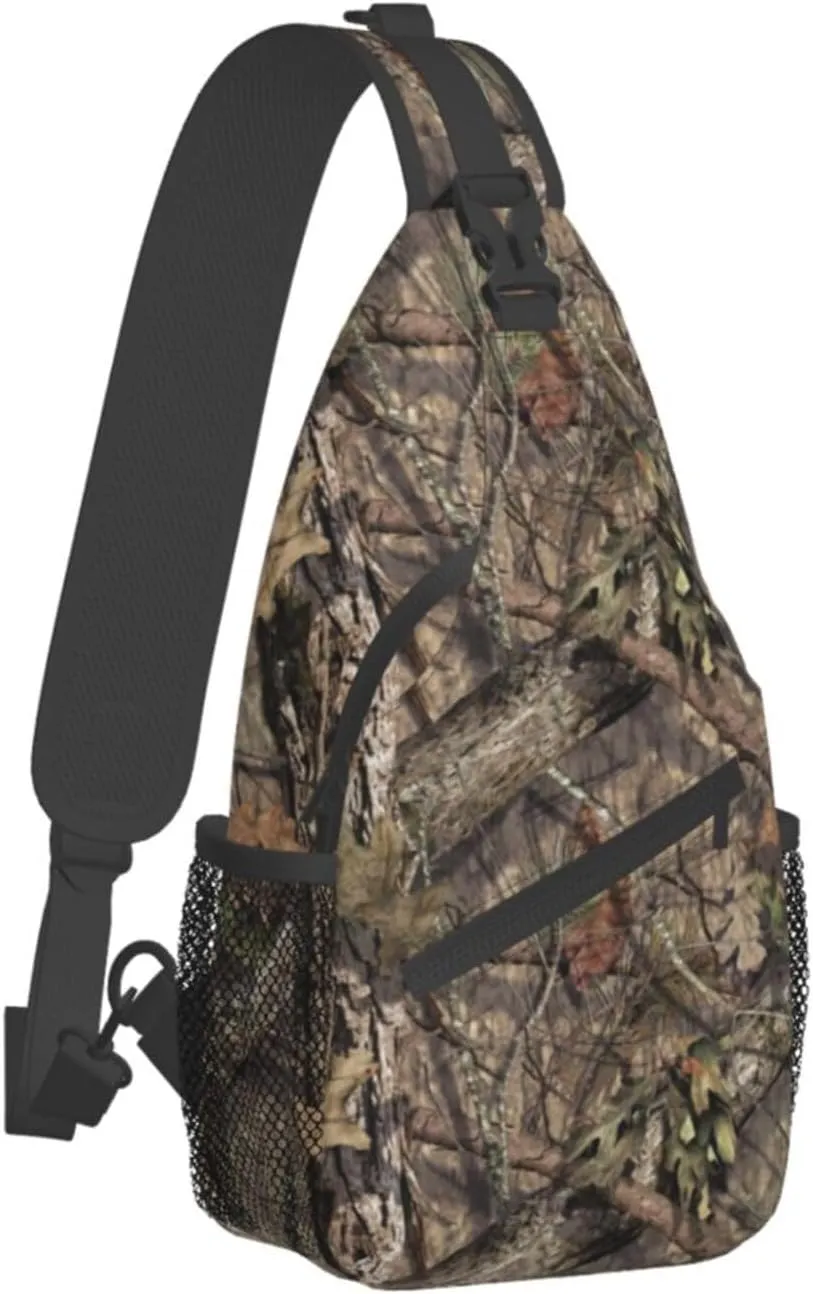 Hunting Camouflage Camo Forest Sling Backpack Crossbody Sling Bag Casual Chest Bags Travel Hiking Daypack Shoulder Bag for Women Men