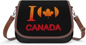 I Love Canada Cute Crossbody Purses for Women Leather Shoulder Bag Adjustable Shoulder Strap Handbag