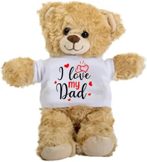 I Love My Dad Teddy Bear, Gift Stuffed Animal, Plush Teddy Bear with Tee, Welcoming Baby Gift, Gift for Her, Gift for Newborn, Birthday Christmas Basket Gift Idea