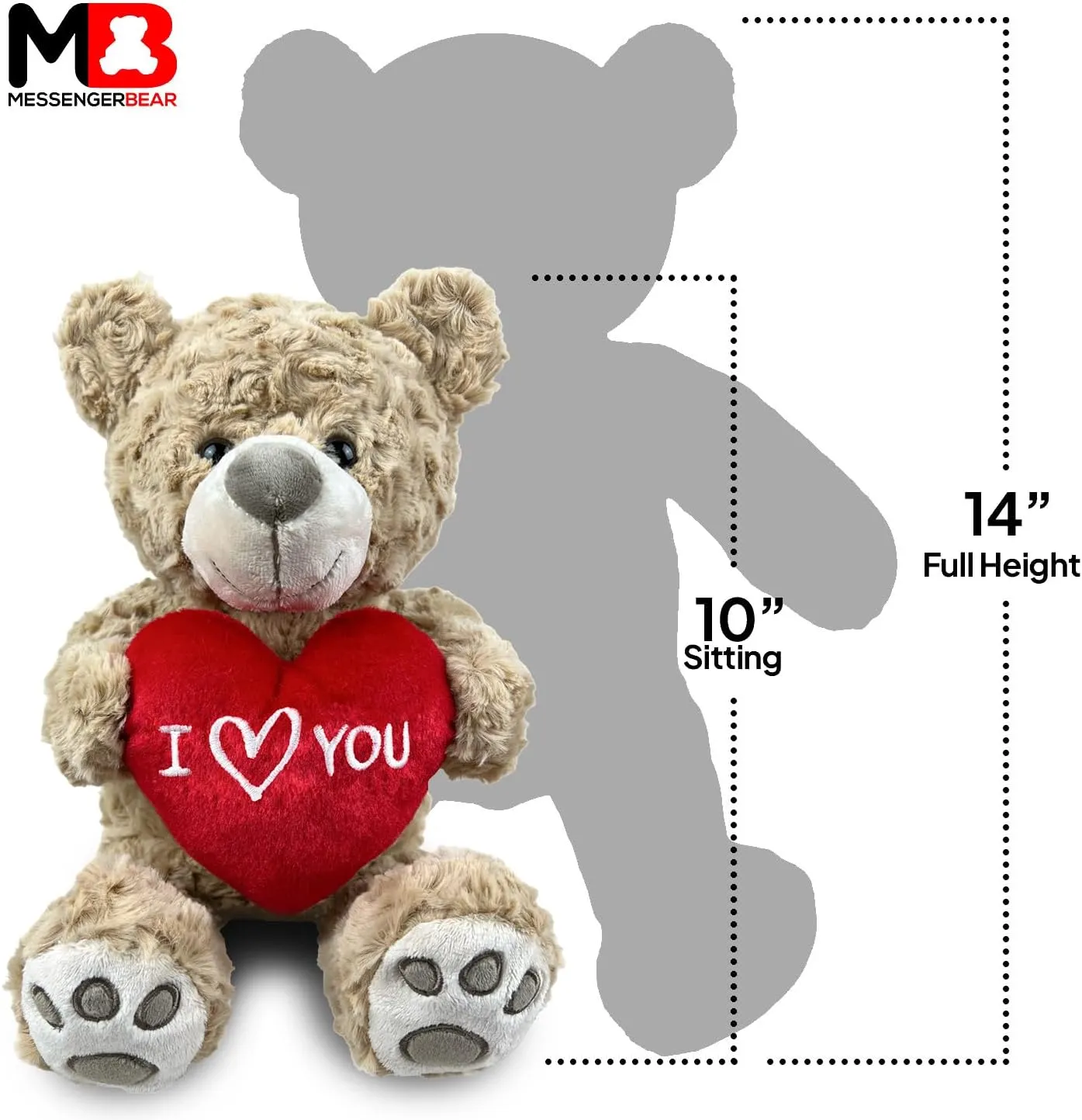 I Love You Teddy Bear 10' | I Love You Stuffed Animal | Stuffed Animals for Girls | I Heart You