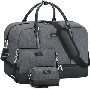 IBFUN Weekender Bags for Women, 21" Weekender Travel Bag, Travel Duffle Bag with Shoe Compartment Carry on Overnight Duffel Bag for Weekend Travel Business Trip, 3PCS