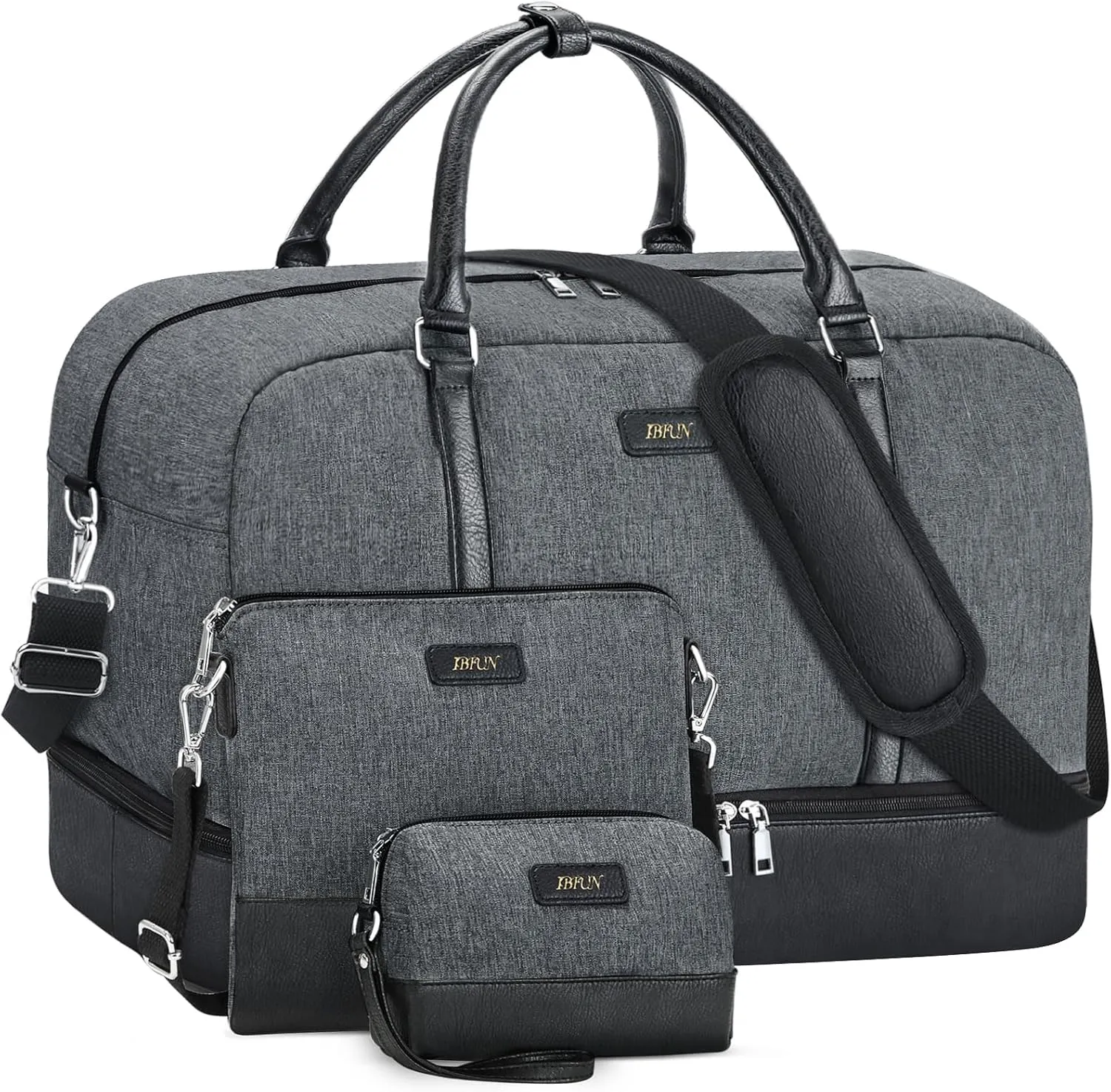 IBFUN Weekender Bags for Women, 21" Weekender Travel Bag, Travel Duffle Bag with Shoe Compartment Carry on Overnight Duffel Bag for Weekend Travel Business Trip, 3PCS