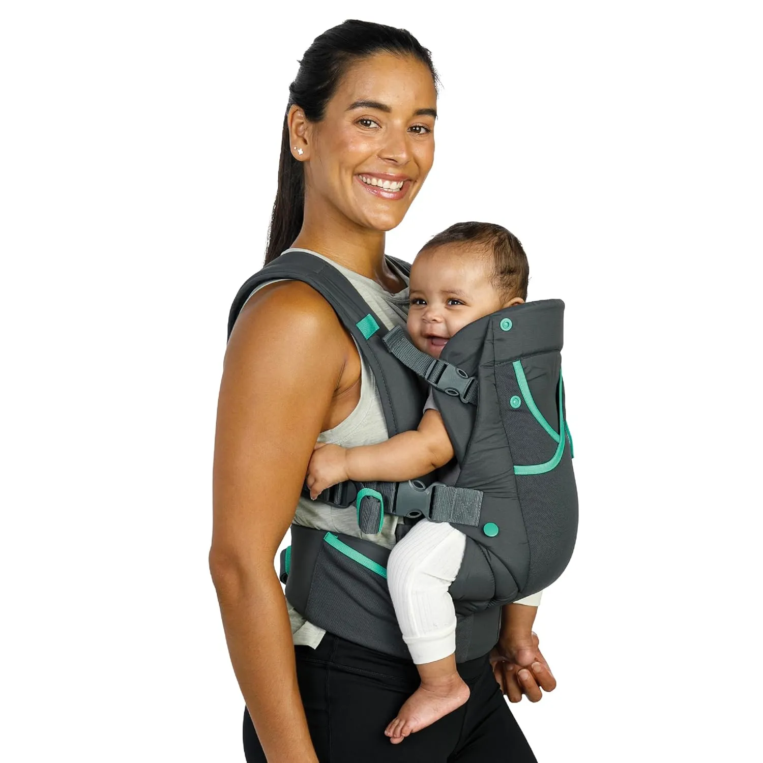 Infantino Carry On Active - Ergonomic Multi-Pocket Infant & Toddler Carrier, 8-40 lbs, with Padded Straps, Lumbar Belt Storage & Pacifier Loop