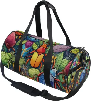 Insect Beetles Cartoon Gym Duffle Bag Women Men Sports Fitness Bag for Travel Workout Gymnastics Dance Ballet