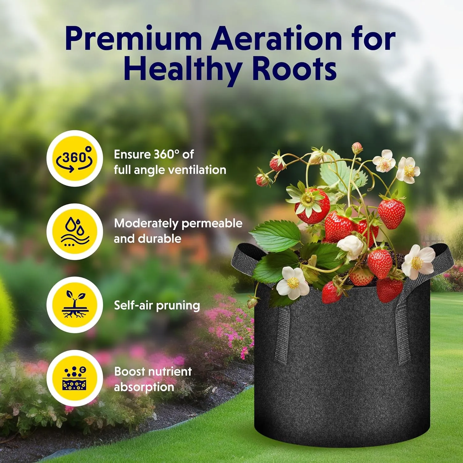 iPower 10 Pack 7 Gallon Grow Bags with Labels, 300G Thickened Nonwoven Plant Fabric Pots with Handles, Aeration Garden Grow Pots for Tomato Potato Vegetables, Fruits, Flowers, Black