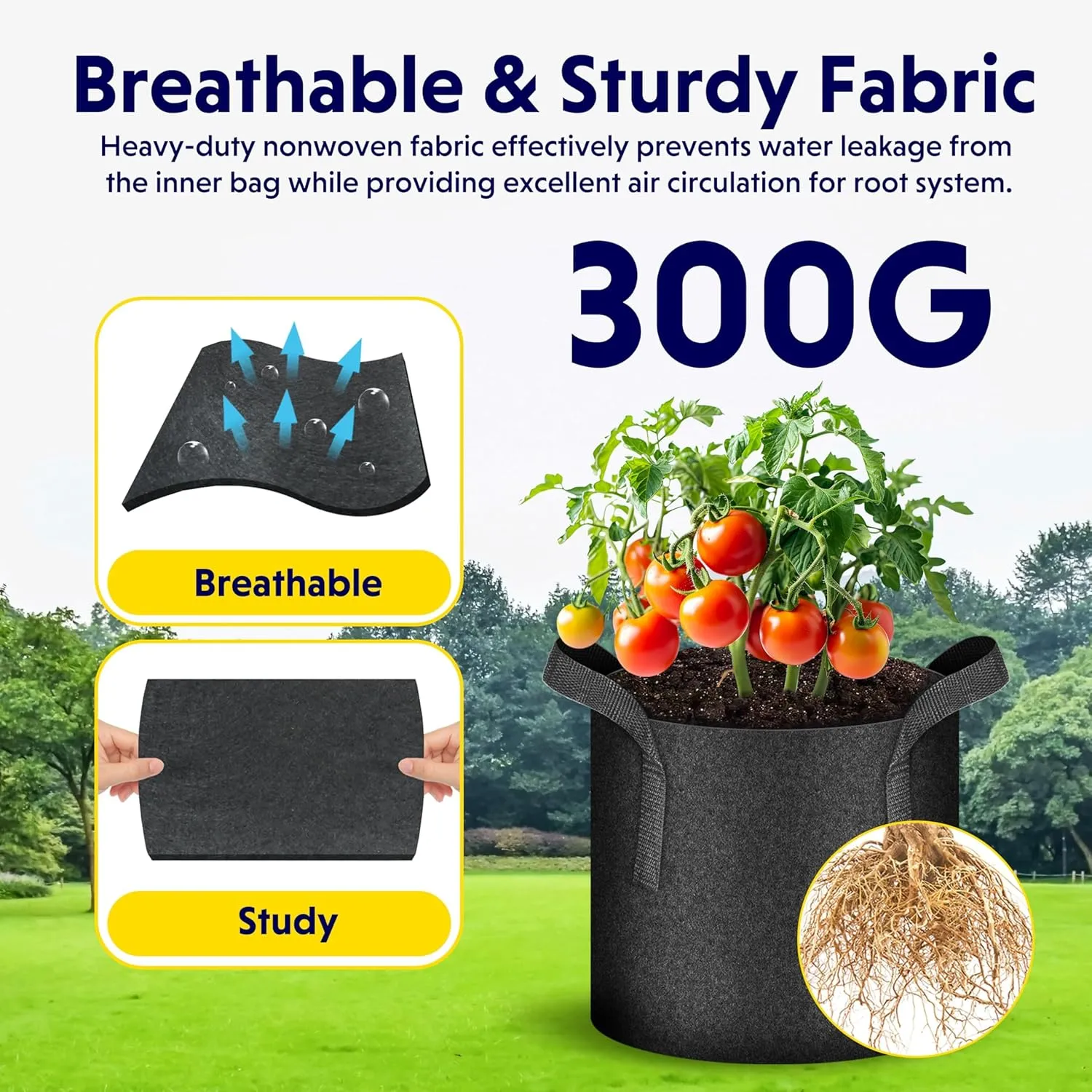 iPower 10 Pack 7 Gallon Grow Bags with Labels, 300G Thickened Nonwoven Plant Fabric Pots with Handles, Aeration Garden Grow Pots for Tomato Potato Vegetables, Fruits, Flowers, Black