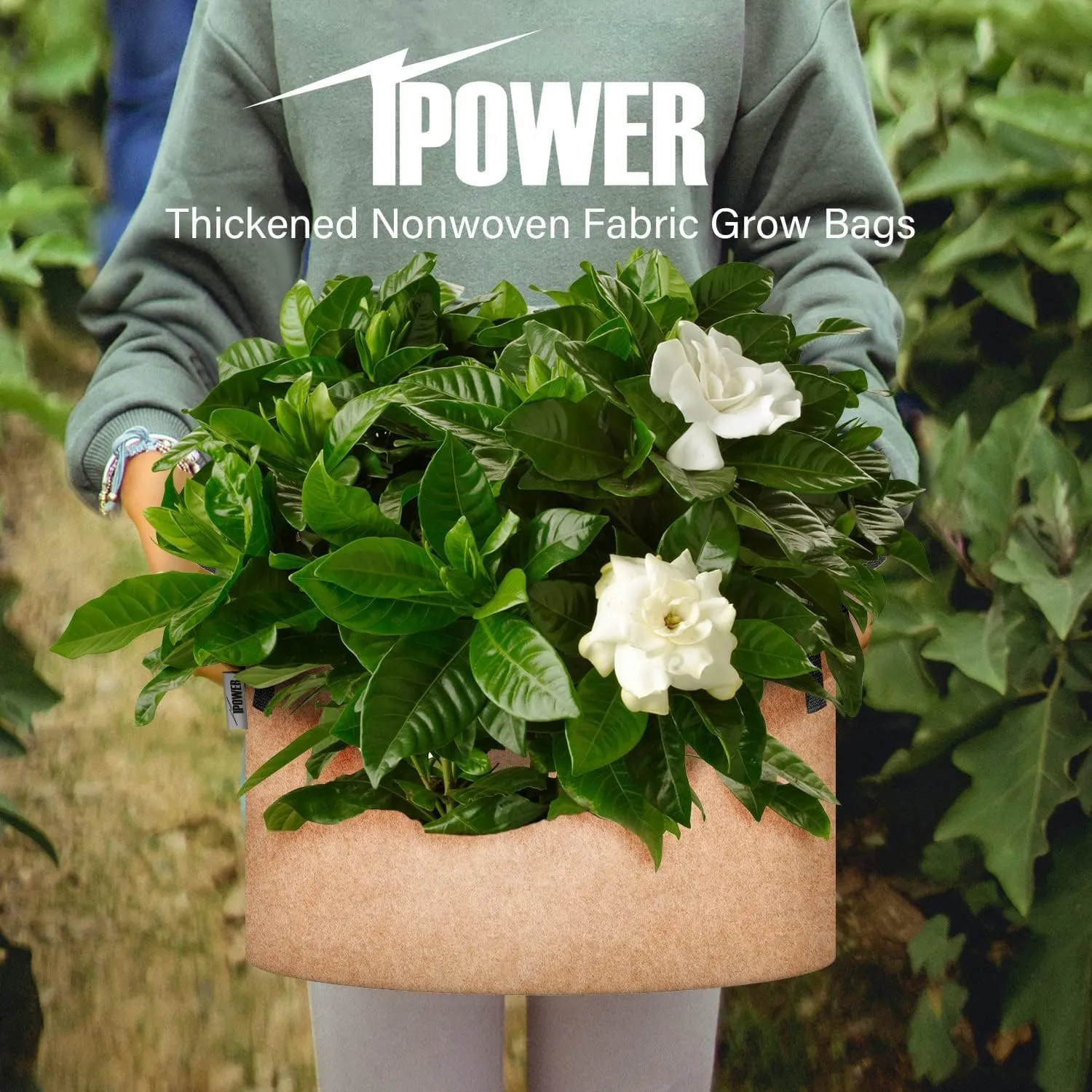 iPower 20 Gallon 5 Pack Grow Bags Nonwoven Fabric Pots Aeration Container with Strap Handles for Garden and Planting, 5-Pack Tan, 20 Gallon 20 Gallon