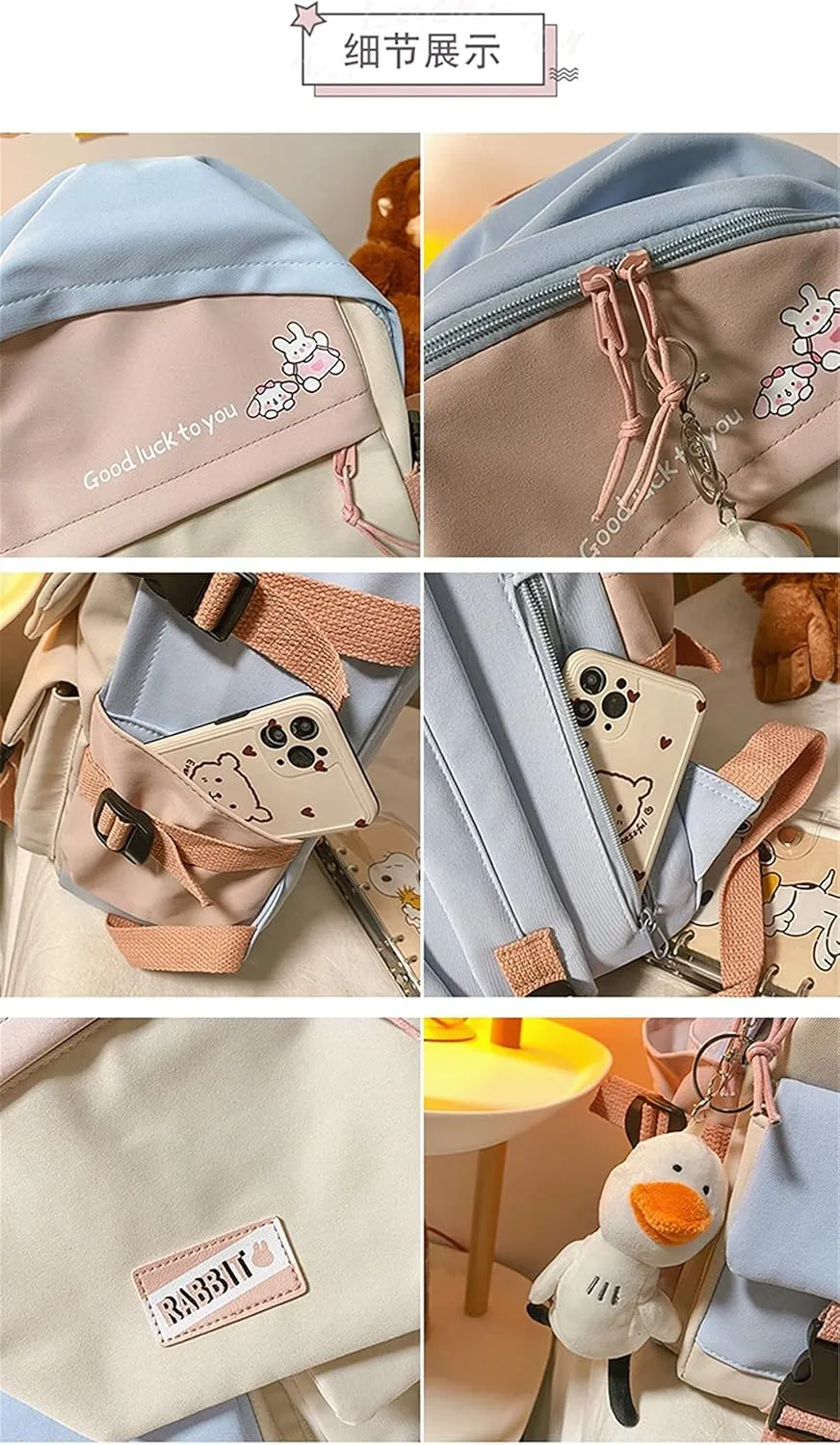 ISaikoy Anime Chiikawa Backpack Hachiware Bookbag Satchel Laptop Bag Daypack School Bag Shoulder Bag 24