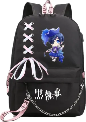 ISaikoy Anime Ciel Phantomhive Backpack Sebastian Bookbag Daypack School Bag Shoulder Bag Style c1