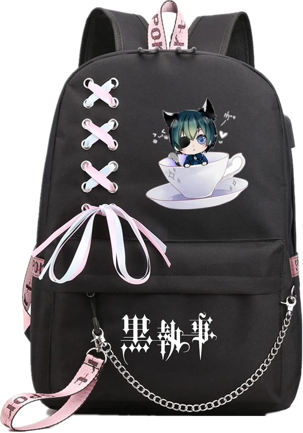 ISaikoy Anime Ciel Phantomhive Backpack Sebastian Bookbag Daypack School Bag Shoulder Bag Style c2
