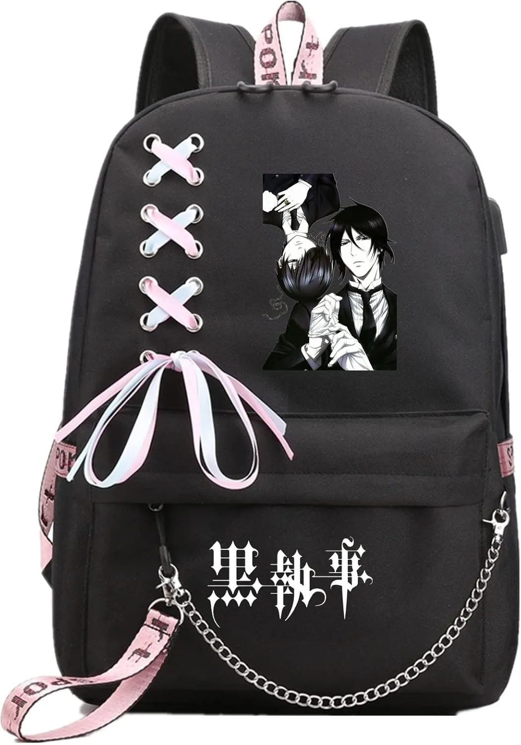 ISaikoy Anime Ciel Phantomhive Backpack Sebastian Bookbag Daypack School Bag Shoulder Bag Style c3