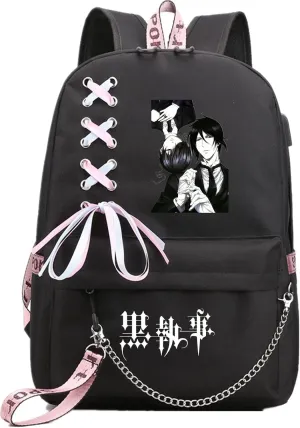 ISaikoy Anime Ciel Phantomhive Backpack Sebastian Bookbag Daypack School Bag Shoulder Bag Style c3