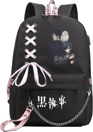 ISaikoy Anime Ciel Phantomhive Backpack Sebastian Bookbag Daypack School Bag Shoulder Bag Style c4