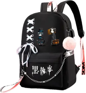 ISaikoy Anime Ciel Phantomhive Backpack Sebastian Bookbag Daypack School Bag Shoulder Bag Style I3