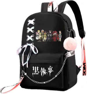 ISaikoy Anime Ciel Phantomhive Backpack Sebastian Bookbag Daypack School Bag Shoulder Bag Style I4