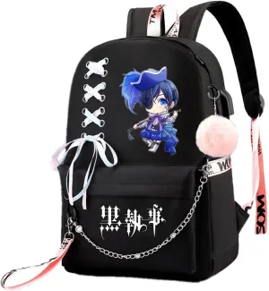ISaikoy Anime Ciel Phantomhive Backpack Sebastian Bookbag Daypack School Bag Shoulder Bag Style I6