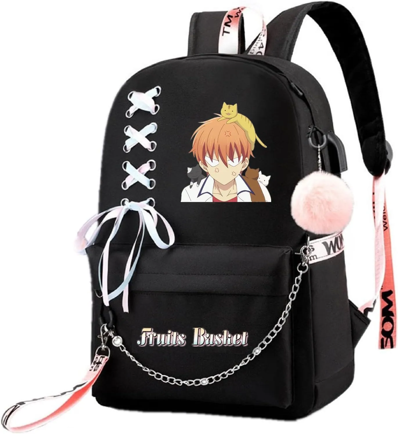ISaikoy Anime Fruit Basket Backpack Kyo Soma Tohru Yuki Bookbag Daypack School Bag with USB Charging Port 11