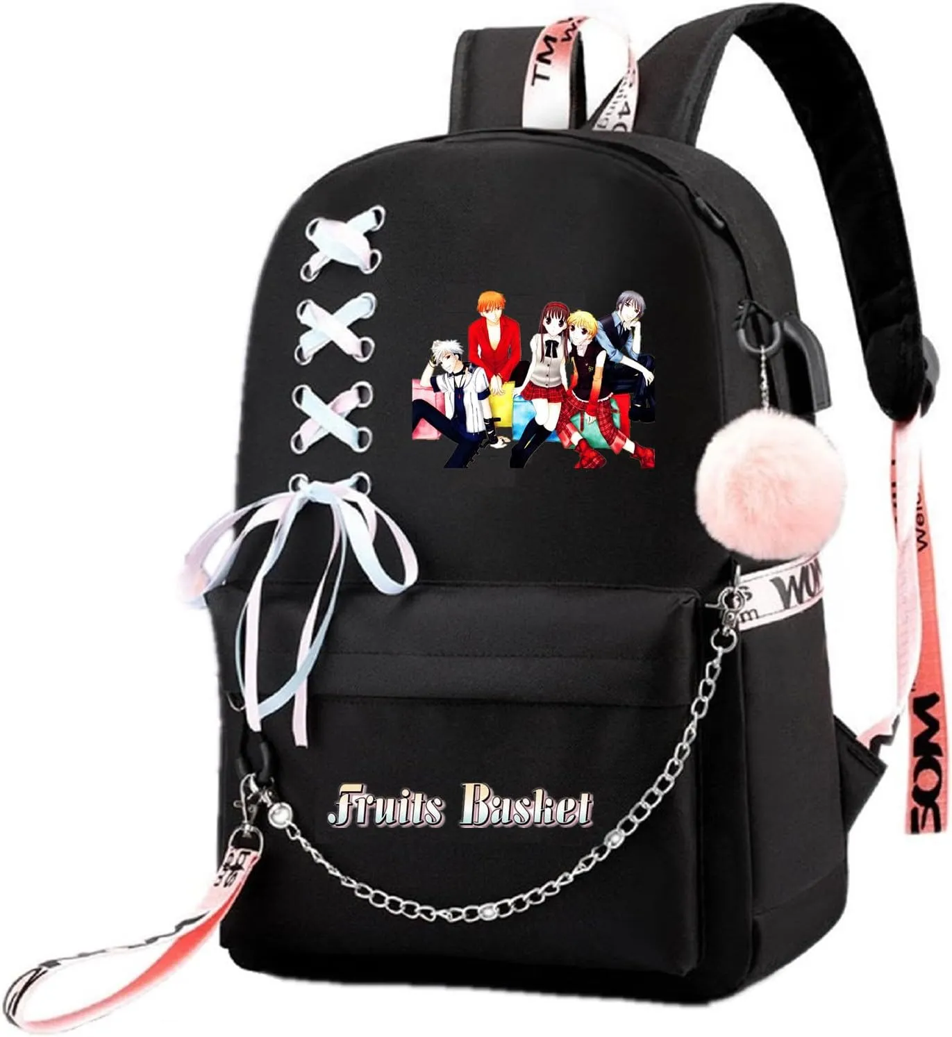 ISaikoy Anime Fruit Basket Backpack Kyo Soma Tohru Yuki Bookbag Daypack School Bag with USB Charging Port 14