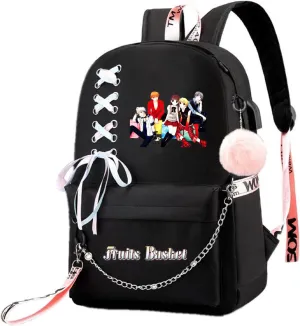 ISaikoy Anime Fruit Basket Backpack Kyo Soma Tohru Yuki Bookbag Daypack School Bag with USB Charging Port 14