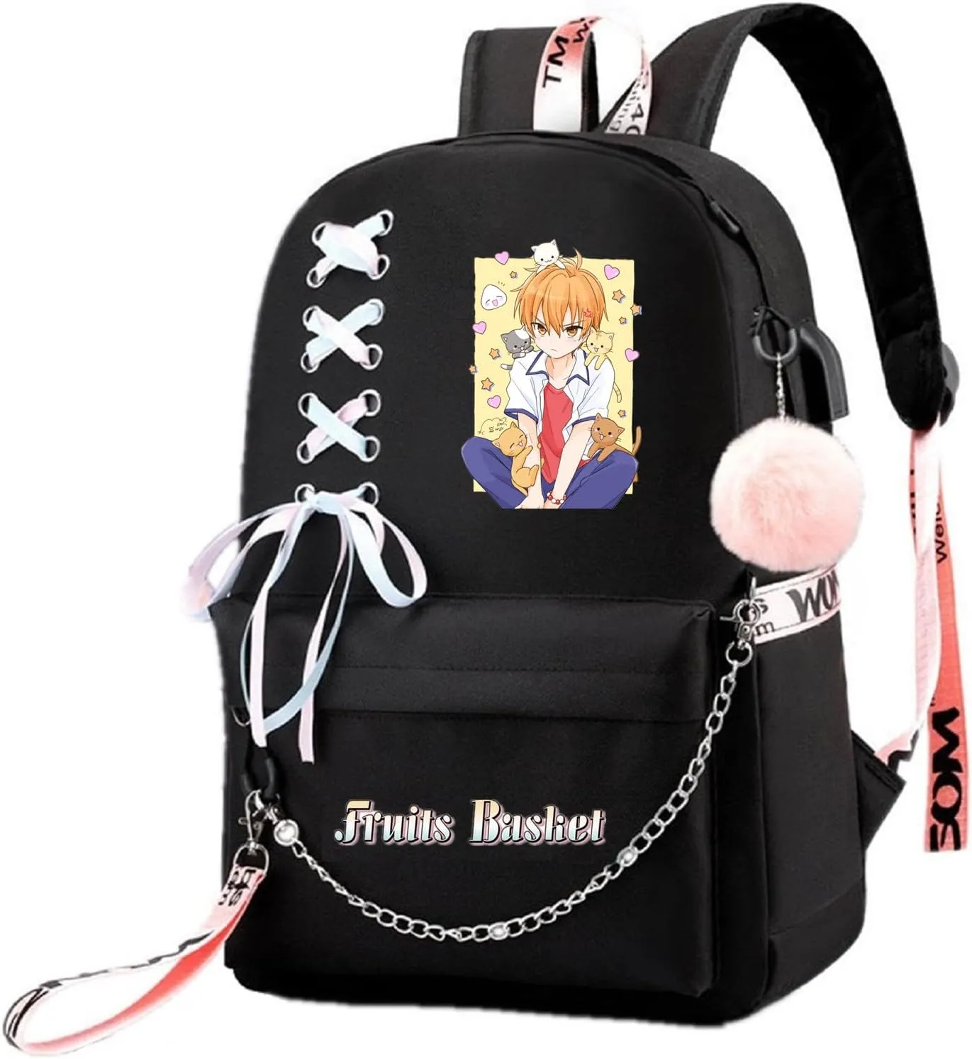 ISaikoy Anime Fruit Basket Backpack Kyo Soma Tohru Yuki Bookbag Daypack School Bag with USB Charging Port 1