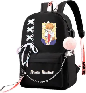 ISaikoy Anime Fruit Basket Backpack Kyo Soma Tohru Yuki Bookbag Daypack School Bag with USB Charging Port 1