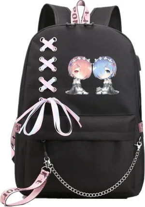 ISaikoy Anime Re:Zero kara Hajimeru Isekai Seikatsu Backpack Shoulder Bag Bookbag Student School Bag Daypack Satchel 10