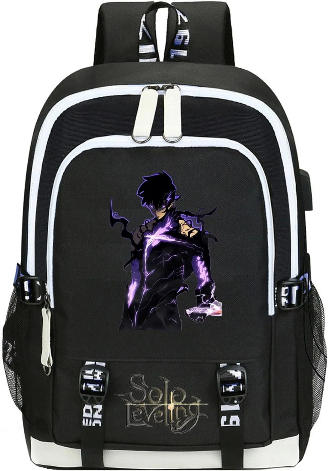 ISaikoy Anime Solo Leveling Backpack Daypack Laptop School Bag Bookbag with USB Charging Port 5