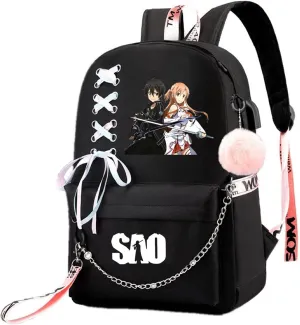 ISaikoy Anime Sword Art Online Backpack Satchel Bookbag Daypack School Bag Laptop Shoulder Bag