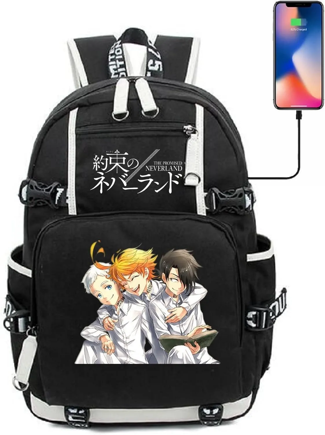 ISaikoy Anime The Promised Neverland Backpack Bookbag Laptop Bag Shoulder Bag Daypack School Bag 11