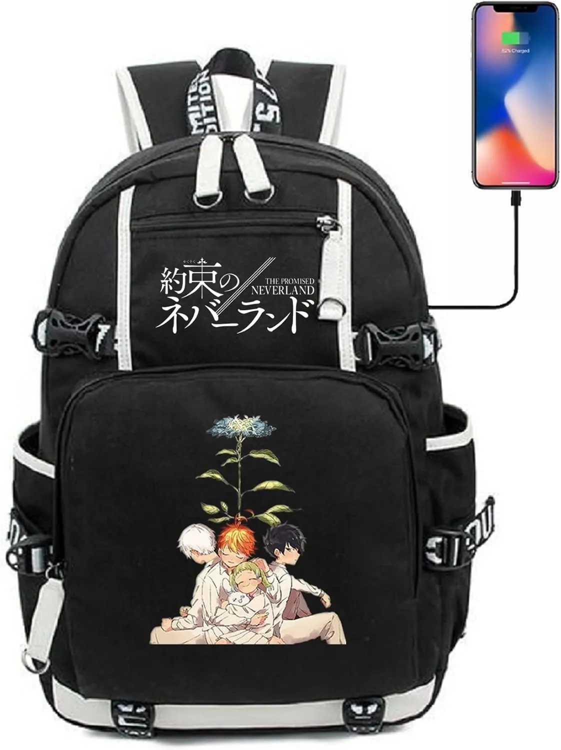 ISaikoy Anime The Promised Neverland Backpack Bookbag Laptop Bag Shoulder Bag Daypack School Bag 13