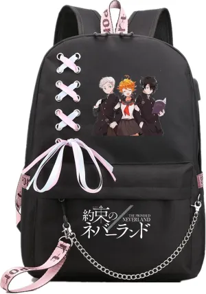 ISaikoy Anime The Promised Neverland Backpack Shoulder Bag Bookbag Student School Bag Daypack Satchel 11