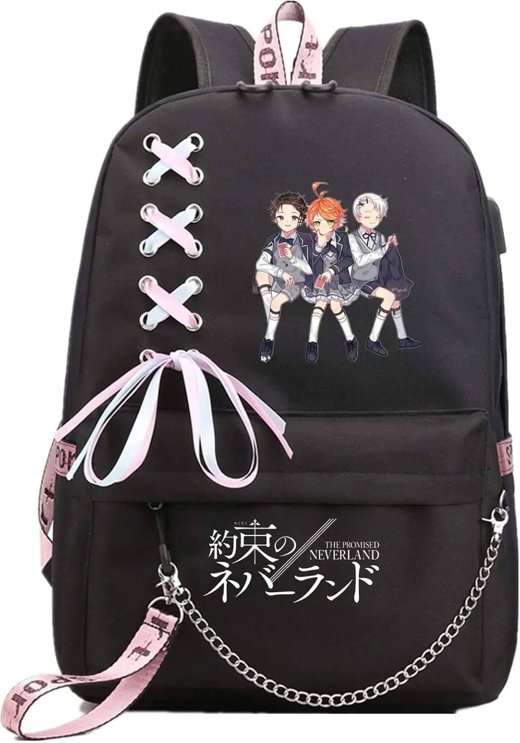 ISaikoy Anime The Promised Neverland Backpack Shoulder Bag Bookbag Student School Bag Daypack Satchel 14