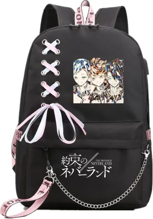 ISaikoy Anime The Promised Neverland Backpack Shoulder Bag Bookbag Student School Bag Daypack Satchel 1