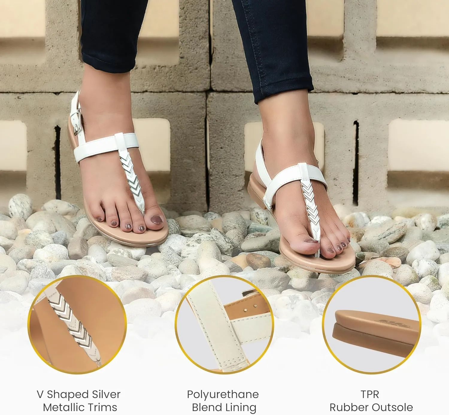 JATAREA Slip-On Flat Gladiator Sandals for Women | Perfect Dressy Summer Sandals with Back Strap