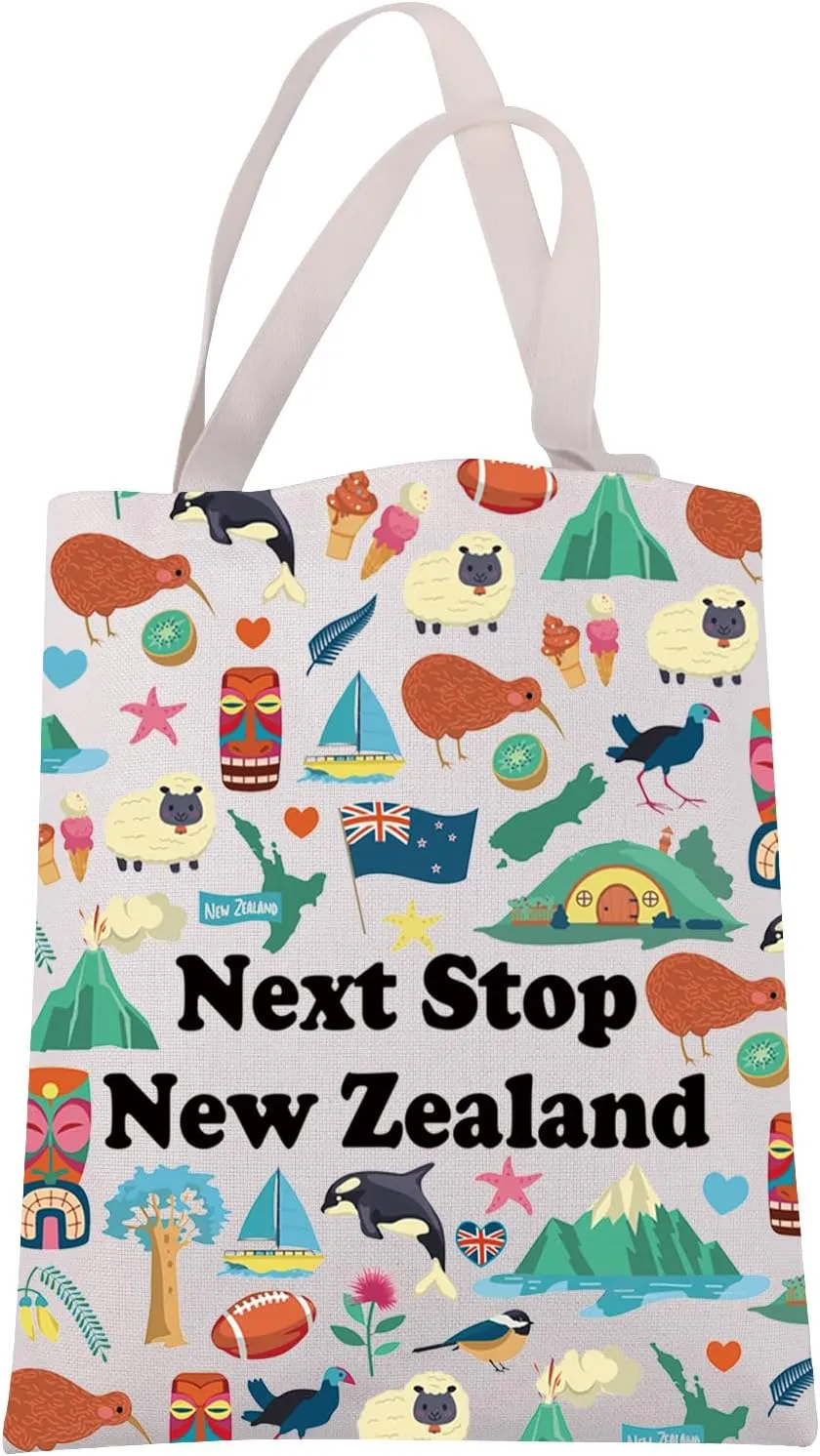 JXGZSO New Zealand Travel Gift Next Stop New Zealand Tote Bag New Zealand Travel Shoulder Bag New Zealand Vacation Gift