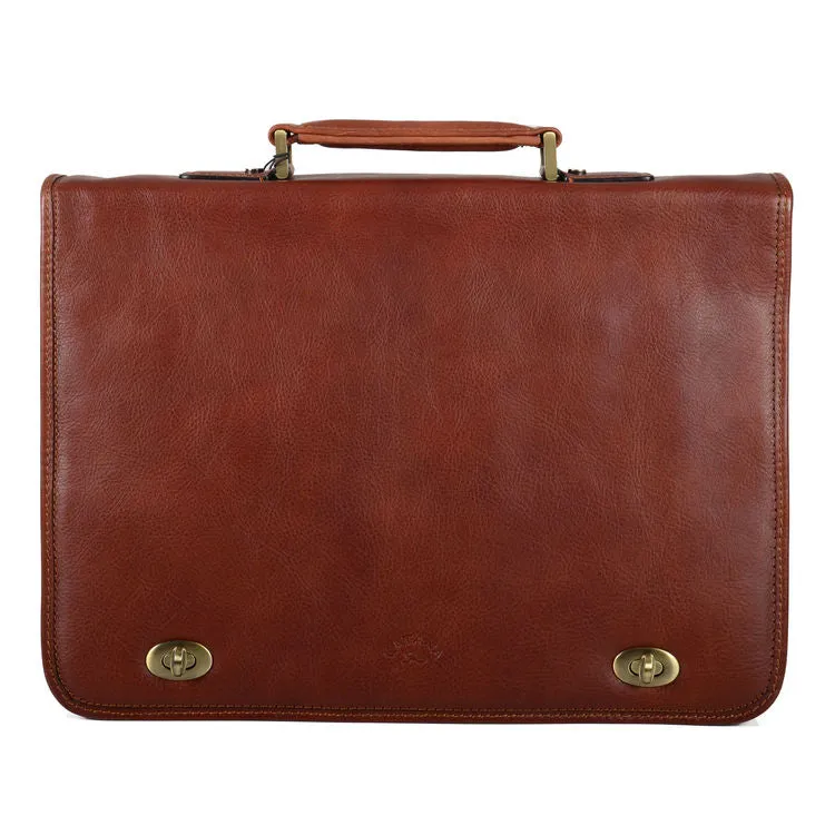 Katana 2 Section Brown Soft Calf Hide Leather Messenger Bag