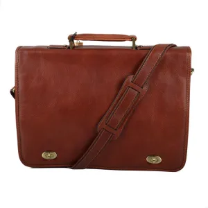 Katana 2 Section Brown Soft Calf Hide Leather Messenger Bag