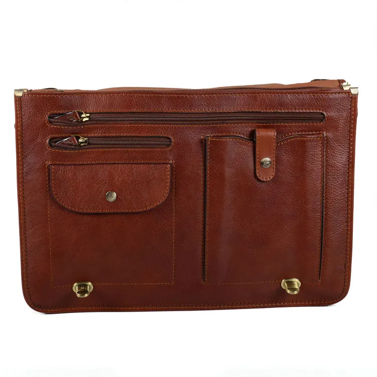 Katana 2 Section Brown Soft Calf Hide Leather Messenger Bag