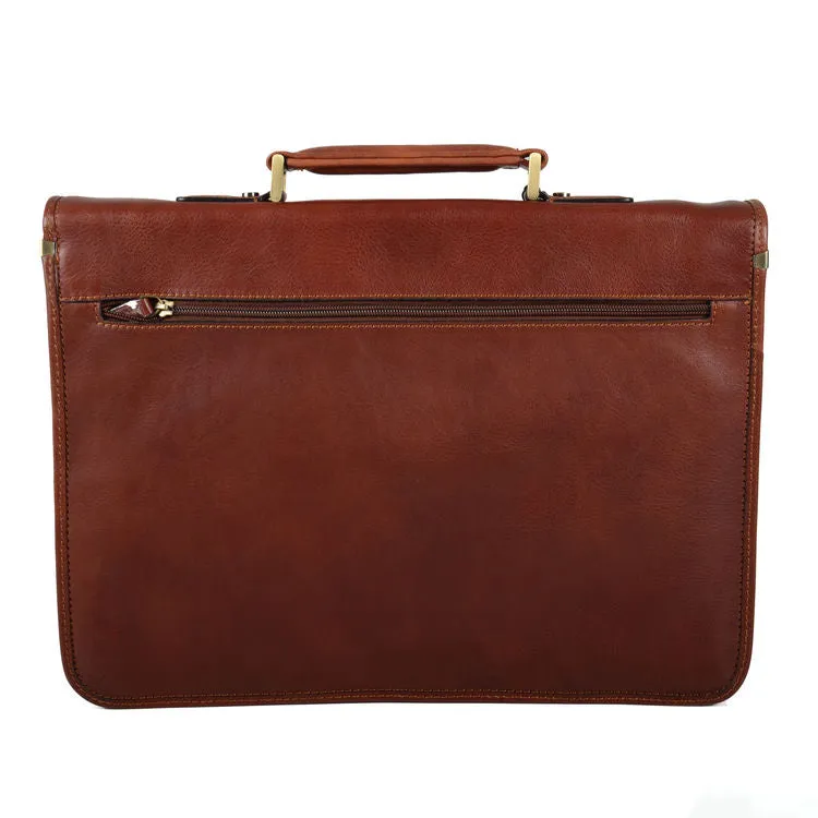 Katana 2 Section Brown Soft Calf Hide Leather Messenger Bag