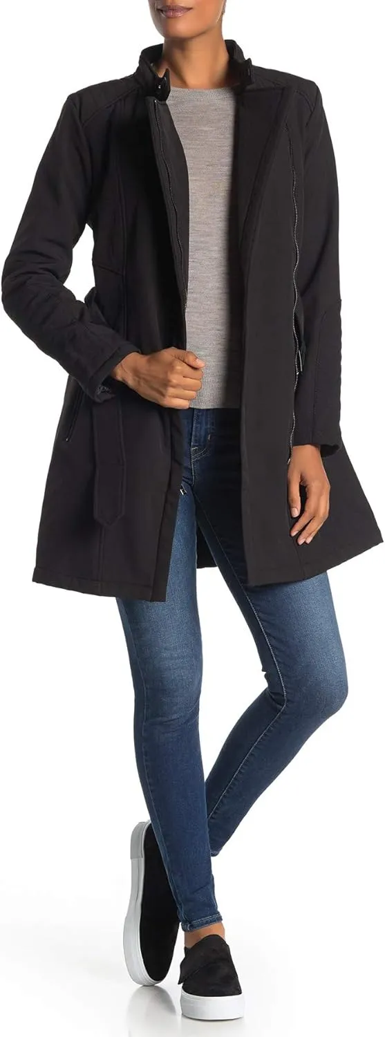 Kenneth Cole New York Women's 17LMP134 mid Lenth Zip Trench with Belt - Black - 3X