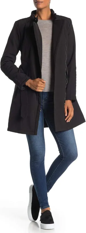 Kenneth Cole New York Women's 17LMP134 mid Lenth Zip Trench with Belt - Black - 3X